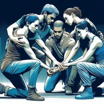 Theaterbild Menschengruppe