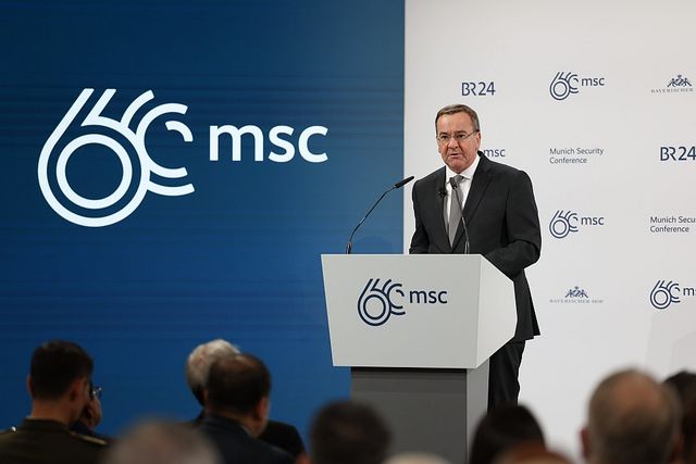 Foto des Bundesministers der Verteidigung, Boris Pistorius, auf einer Rede bei der 60. Münchner Sicherheitskonferenz in München 2024